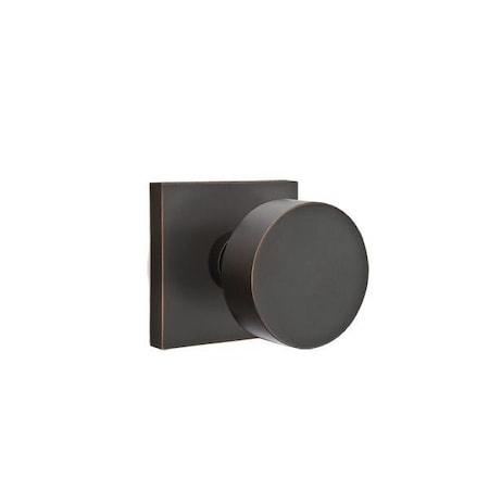 Emtek Round Knob 2-3/8 in Backset Privacy w/Square Rose for 1-1/4 in to 2 in Door Oil Rubbed Bronze Finish 5210ROUUS10B